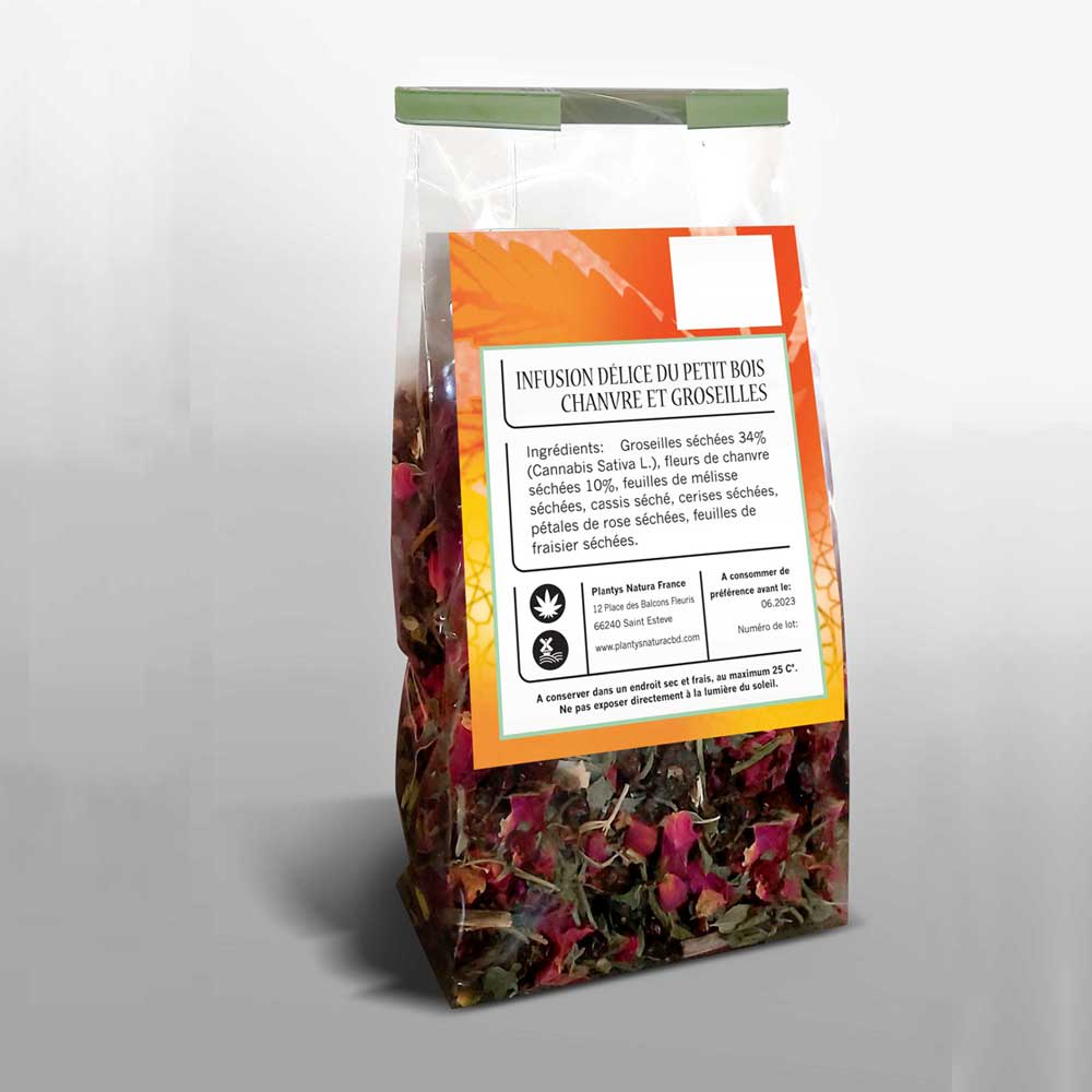 Délice du petit bois | Infusion Chanvre - Groseilles | 80g | Plantys Nature 66 | CBD Marketplace