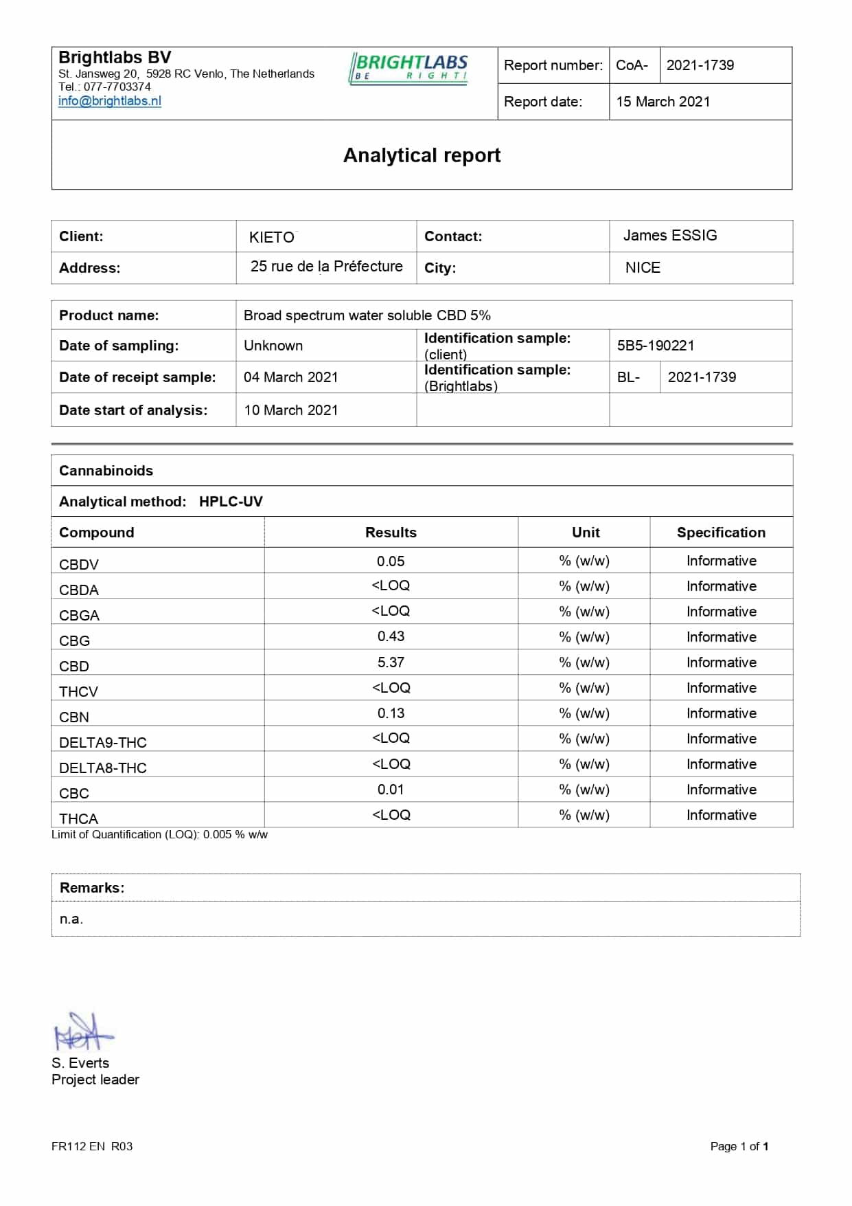 CBD HYDROSOLUBLE BROAD SPECTRUM 5% | My Kieto | CBD Marketplace