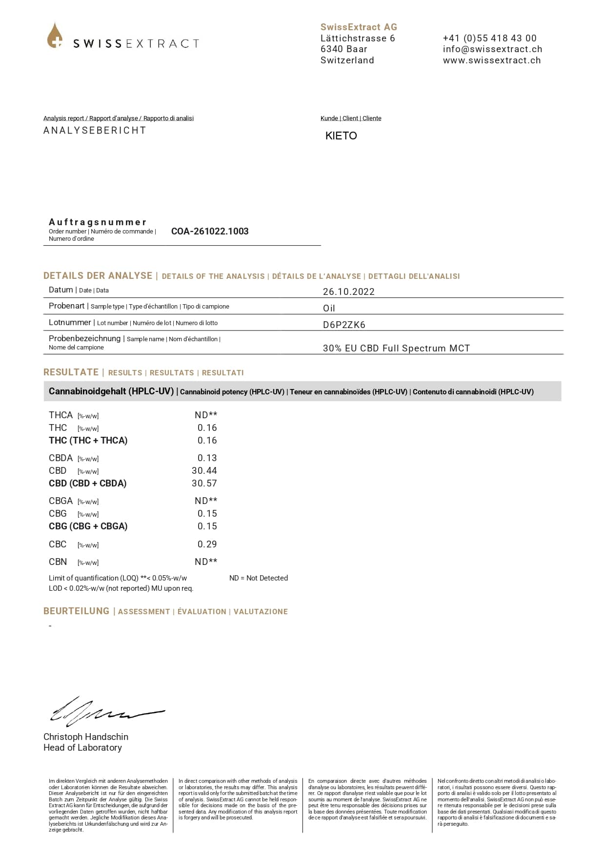 HUILE CBD FULL SPECTRUM 30% BIO SUISSE | my Kieto | CBD Marketplace