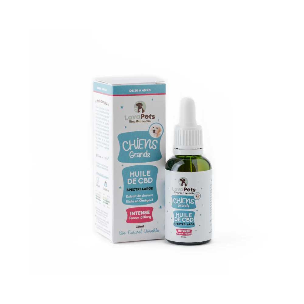Huile de CBD 550mg pour grand chien 30ml INTENSE | Lovapets | CBD Marketplace