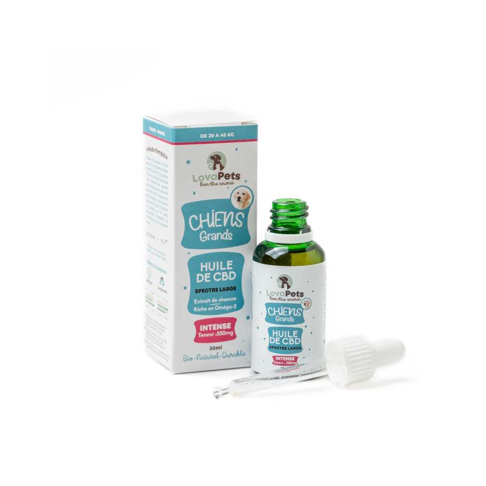 Huile de CBD 550mg pour grand chien 30ml INTENSE | Lovapets | CBD Marketplace