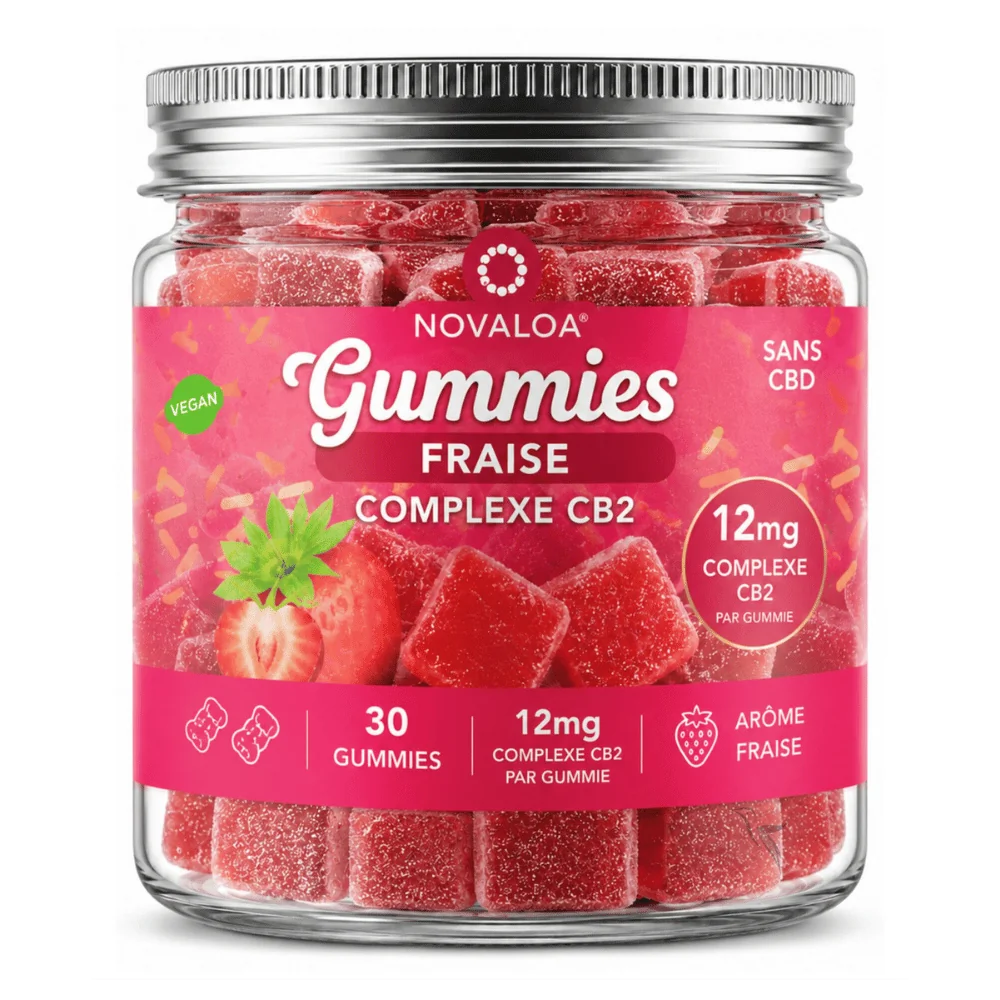 Gummies Complexe CB2 Confort Bonbon Fraise 12mg | Novaloa | CBDEAU | CBD Marketplace