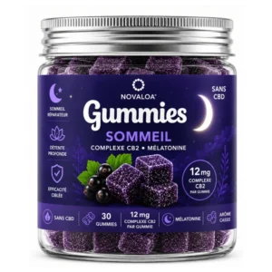 Gummies Complexe CB2 Sommeil Cassis & Mûre 12mg | Novaloa | CBDEAU | CBD Marketplace